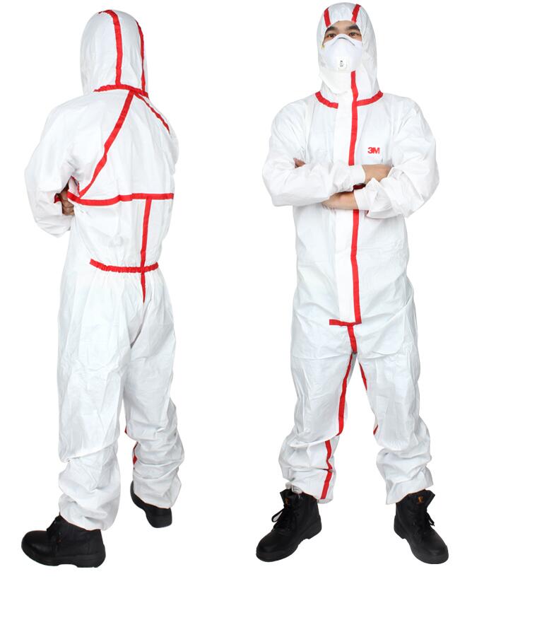 3M4565连帽红色胶条连体透气防护服图片 3M4565连帽红色胶条连体透气防护服图片